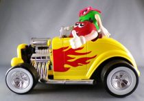 M&M\'s Candy Dispenser - Red & Green in Hot Rod Yellow Roadster Rebel Without a Clue Jalopy Car