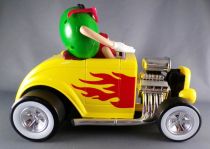 M&M\'s Candy Dispenser - Red & Green in Hot Rod Yellow Roadster Rebel Without a Clue Jalopy Car