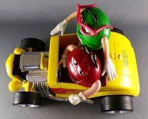 M&M\'s Candy Dispenser - Red & Green in Hot Rod Yellow Roadster Rebel Without a Clue Jalopy Car