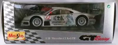 (Maisto 38848 Mercedes Benz CLK GTR #12 Warsteiner Silver 1:18 scale Diecast Metal MIB