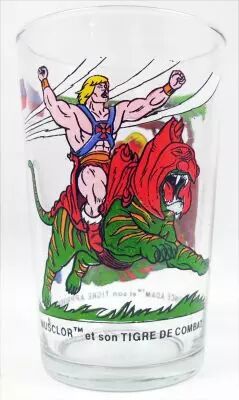 Ma�tres de l\'univers - Verre Amora - Musclor & Tigre de Combat / Prince Adam & Cringer
