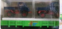 Märklin 94110 Ho Db Flat Wagon Low Sides Green 2 Axles & 2 x Mercedes Unimog Mint in ox