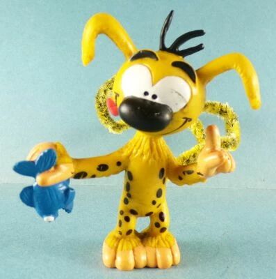 Marsupilami - Figurine PVC Schleich 1979 - Marsupilami avec Poisson