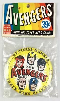 Marvel Vintage - Avengers �Official Member Superhero Club� Bagged Button 1966