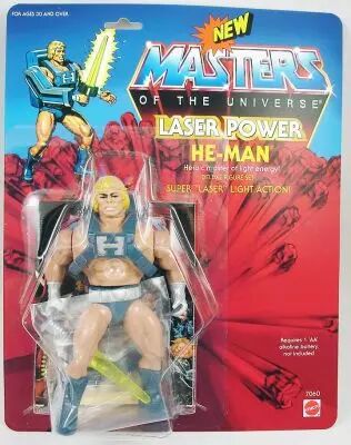 Masters of the Universe - Laser Power He-Man / Musclor Glaive Supr�me \ original head\  (carte USA) - Barbarossa Art