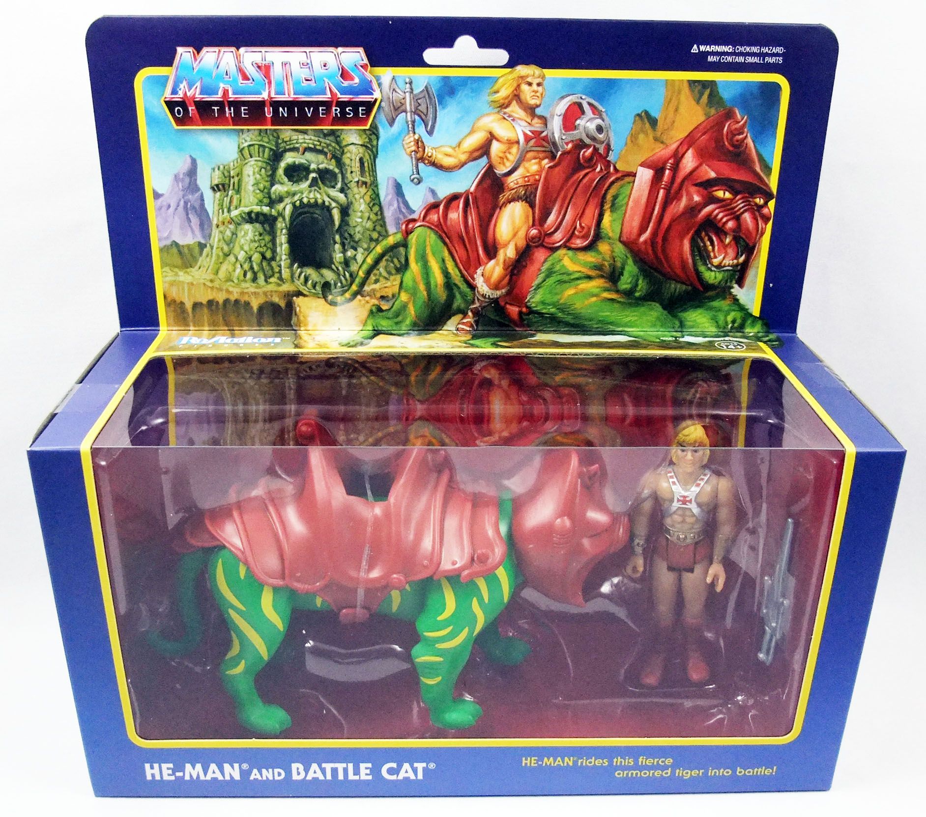 He-Man Battle Cat Masters Of The Universe MotU 3 3/4 Inch ReAction Figur Super7 