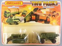 Matchbox  Two Packs TP-16 Military Dump Truck and Bulldozer Mint on Card