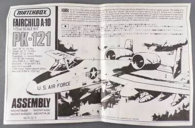 Matchbox PK-121 - Avion WW2 Us Air Force Fairchild A-10 Notice d\'Assemblage