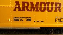 Mehano Ho Usa Wagon Réfrigéré 40\' à Bogies A.R.L.X. 754 Armour Livrée Jaune