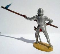 Merten 40mm - Middle Age - Footed Trooper in armour with spear (blue flag) (ref 348)