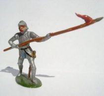 Merten 40mm - Middle Age - Footed Trooper in armour with spear (red flag) (ref 348))