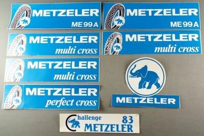Metzeler - Pneus Moto  - Lot de 8 Autocollants Vintage