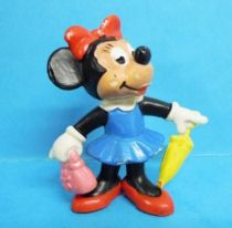 Mickey and friends - Bully 1977 PVC Figure - Minnie with hand-bag and ombrella
