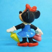 Mickey and friends - Bully 1977 PVC Figure - Minnie with hand-bag and ombrella