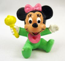 Mickey and friends - Bully 1985 PVC Figure - Baby Minnie Mouse with rattle