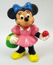 (Mickey and friends - Bully 1985 PVC Figure - Minnie Mouse with basket and easter eggs