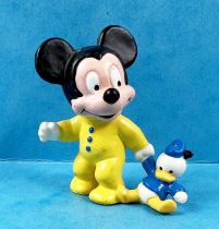Mickey and friends - Bullyland 1995 PVC Figure - Baby Mickey Mouse (yellow) with doll