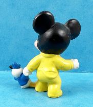Mickey and friends - Bullyland 1995 PVC Figure - Baby Mickey Mouse (yellow) with doll