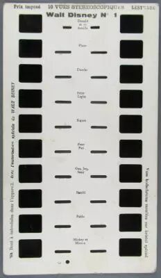Mickey and Friends - Lestrade - Walt Disney n�1 Sheet of 10 Stereo Views
