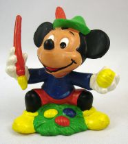 Mickey et ses amis - Figurine PVC Bully 1985 - Mickey peignant des oeufs de Pâques