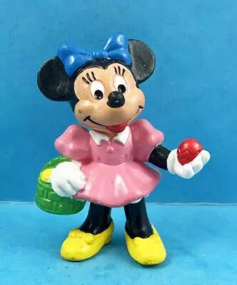 Mickey et ses amis - Figurine PVC Bully 1985 - Minnie avec panier et oeufs de P�ques