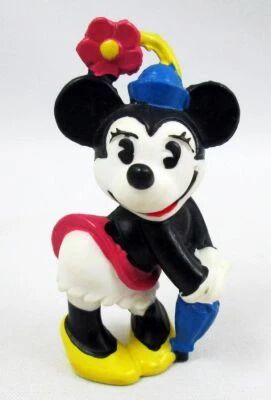 Mickey et ses amis - Figurine PVC Bully 1986 - Minnie Mouse (classic) avec parapluie