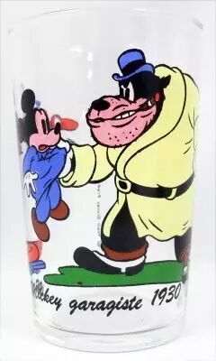 Mickey et ses Amis - Verre � moutarde Amora - 1930 Mickey Garagiste