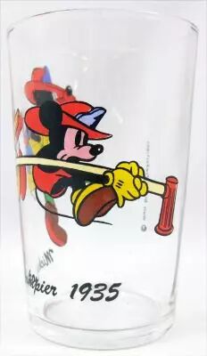 Mickey et ses Amis - Verre � moutarde Amora - 1935 Mickey Pompier