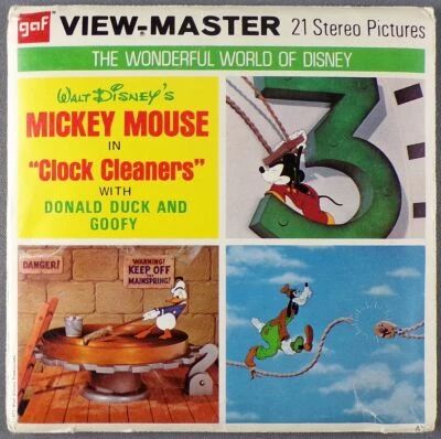 Mickey Mouse - Set of 3 Discs Gaf View-Master 3-D Mickey Mouse in Clock Cleaners Ref. B 551