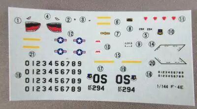 Minicraft Model Kits 14419 - Decalcs for USAF F-4E Phantom 1:144