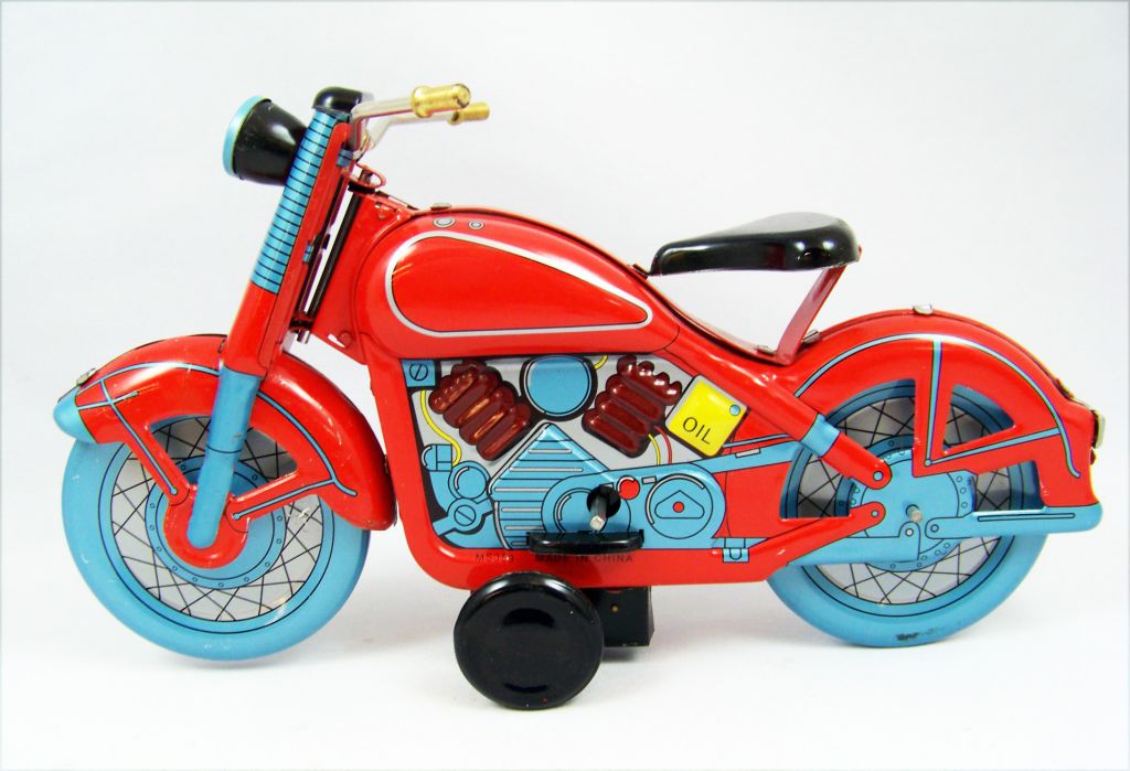 Moto - Jouet mécanique en Tôle - Harley Rouge