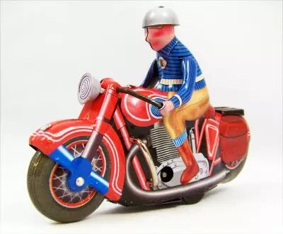 Moto - Jouet m�canique en T�le - Moto & Pilote