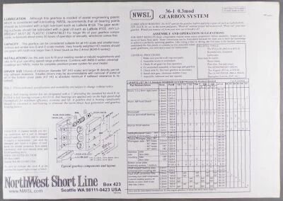 NWSL Ho Notice d\'Assemblage et d\'Utilisation Gearbox System 36-1 0.3 Mod