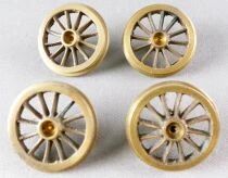 O 0 Scale 4 x Brass Wheel Diameter 31.6mm 12 Spokes Mint New