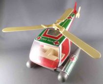 Obertoys - Red Cross Helicopter Tinplate & Plastique Pull Back Folding Wings
