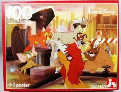Oliver et Compagnie - Puzzle 100 pi�ces \ Oliver d�couvre la rue\  -  Nathan 1989 (ref.555261)