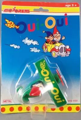Oui-Oui - V�hicule M�tal & Figurine PVC Majorette S�rie 450 1995 - Potiron et son Avion Neuf sous Blister