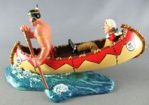 Oumpah-Pah - Pixi Metal Figures - Oumpah-Pah and Hubert de La Pâte Feuilletée tied up in a canoe