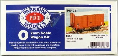 Peco Parkside Models PS136 0 O Gauge Lner 10 Tons Fish Van 2 Axles Kit Boxed