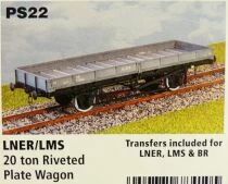 Peco Parkside Models PS22 Ech O 0 Lner Lms Wagon Plat Rivet&eacute; 20 Tonnes 2 Essieux Kit &agrave; Construire en Boite