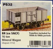 Peco Parkside Models PS32 Ech O 0 Br (Ex Sncf) Wagon &agrave; Minerai 16 Tonnes 2 Essieux Kit &agrave; Construire Neuf Boite