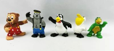 Petzi l\'ours - S�rie Compl�te de 5 Figurines PVC Bully - Petzi, L\'Amiral, Pingo, Riki & Caroline