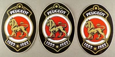 Peugeot - Bicycle - 3 x Vintage Stickers Centenary 1882-1982