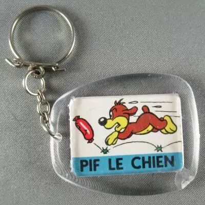 Pif Gadget - Porte clefs Vaillant - Pif le chien (court apr�s une saucisse)