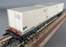 Piko 5/6419/015 Ho Dr 4 Axles Stakes Platform Wagon SSalms with 3 Containers Lock Mint in Box