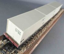 Piko 5/6419/015 Ho Dr 4 Axles Stakes Platform Wagon SSalms with 3 Containers Lock Mint in Box