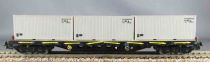 Piko 5/6419/015 Ho Dr 4 Axles Stakes Platform Wagon SSalms with 3 Containers Lock Near Mint in Box