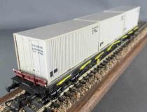 Piko 5/6419/015 Ho Dr 4 Axles Stakes Platform Wagon SSalms with 3 Containers Lock Near Mint in Box