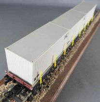 Piko 5/6419/015 Ho Dr 4 Axles Stakes Platform Wagon SSalms with 3 Containers Lock Near Mint in Box