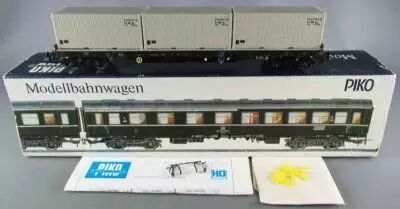 Piko 5/6419/015 Ho Dr Wagon Plat � Ranchers Rabattables SSalms 3 Conteneurs Neuf Boite